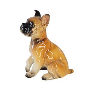 Vintage Lefton Boxer Dog Figurine Collectible Sitting Ceramic